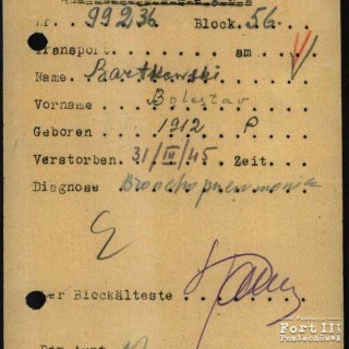 Dokumentacja KL Buchenwald  - karta zgonu