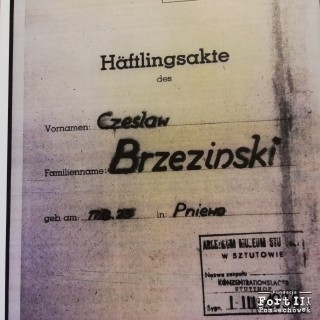 Dokumentacja KL Stutthof więźnia Czesława Brzezińskiego