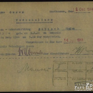 Dokumentacja KL Mauthausen Gusen - potwierdzenie zgonu