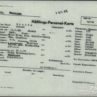 Dokumentacja KL Mauthausen - karta osobowa, s. 1