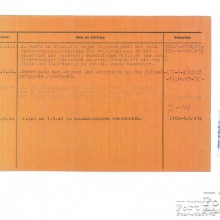 Karta z kartoteki osobowej Gestapo Ciechanów/Płock, str..2