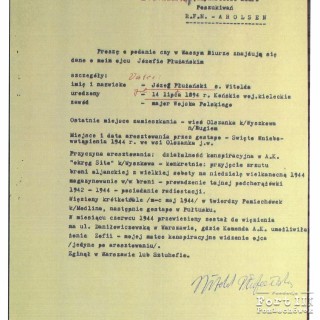 Pismo do Arolsen Archives w sprawie Józefa Płużańskiego