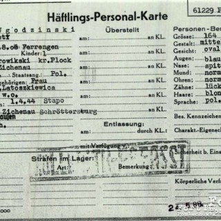 Karta osobowa więźnia w KL Mauthausen