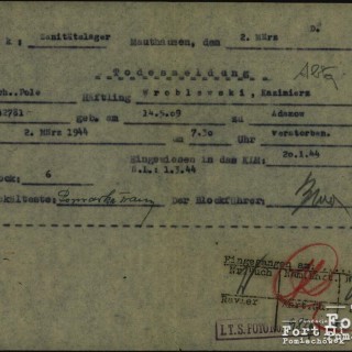 Dokumentacja KL Mauthausen - potwierdzenie zgonu