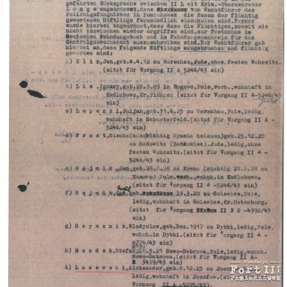 Lista zbiegłych więźniów z Pomiechówka w nocy z 13 na 14 października 1943 r.